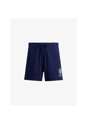 Mens Polo Ralph Lauren Crest-Print Drawstring-Waist Cotton Shorts