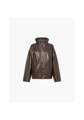 Womens Rohe Frames Funnel-Neck Oversized Leather Jacket