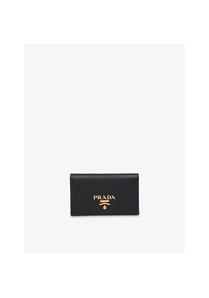 Womens Prada Brand-Embellished Leather Card Holder