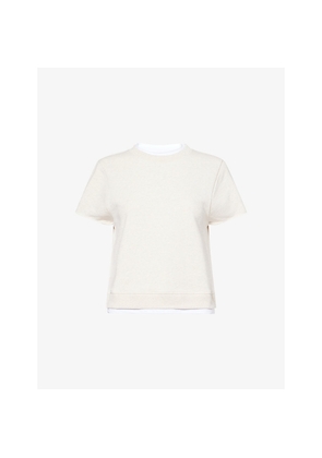 Womens Me And Em Double-Layer Short-Sleeve Cotton Sweatshirt