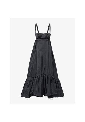 Womens Anna October Snowdrop Ruffle-Hem Cotton-Blend Maxi Dress