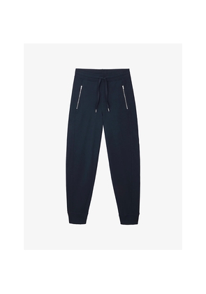 Womens The White Company Zip Detail Straight-Leg Stretch-Cotton Jogging Bottoms
