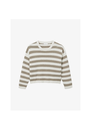 Womens The White Company Striped Relaxed-Fit Cotton-Blend Jumper