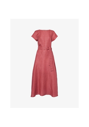 Womens Weekend Max Mara Round Neck Flared Linen Midi Dres