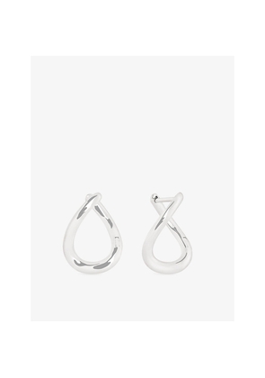 Womens Astrid & Miyu Molten 14ct White-Gold Hoop Earrings