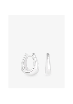 Astrid & Miyu Horseshoe Rhodium-Plated Brass Hoop Earrings