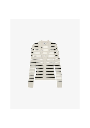 Womens Reiss Lauralee Stripe Ribbed Knitted Top
