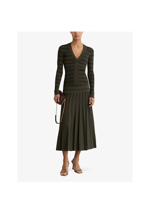 Womens Reiss Lauralee Stripe Ribbed Knitted Top