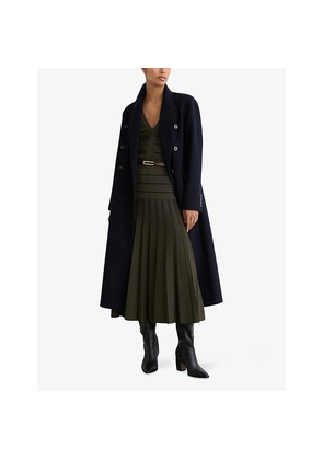 Womens Reiss Alice Stripe Pleated Knitted Midi Skirt