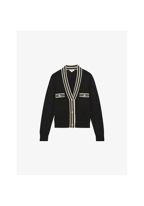 Womens Reiss Danni Tipped Button-Through Knitted Cardigan