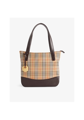 Womens Reselfridges Pre-Loved Burberry Haymarket Check Canvas Tote Bag