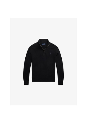 Mens Polo Ralph Lauren Mesh-Knit Cotton Quarter-Zip Jumper