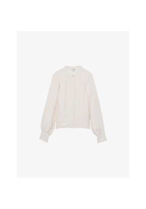 Womens Reiss Maddie Pleated Embroidered Woven Blouse