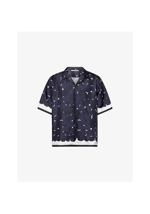 Mens Givenchy Roses Print Silk Bowling Shirt
