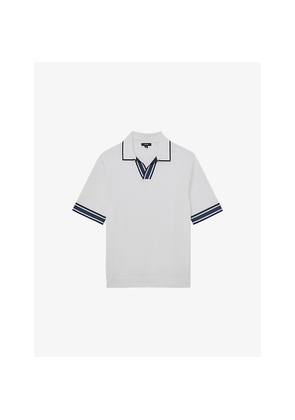 Mens Reiss Poole Striped-Trim Stretch-Knit Polo Shirt