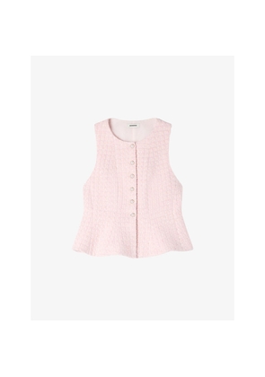 Womens Sandro Sleeveless Sequin-Embellished Tweed Jacket