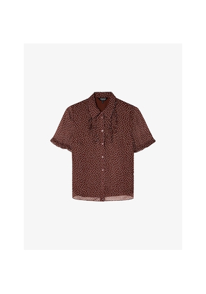 Womens Whistles Polka-Dot Short-Sleeve Woven Shirt