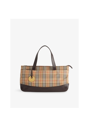 Womens Reselfridges Pre-Loved Burberry Haymarket Check Coated-Canvas Shoulder Bag