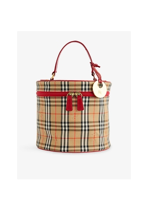 Womens Reselfridges Pre-Loved Burberry Haymarket Check Canvas Vanity Top-Handle Bag