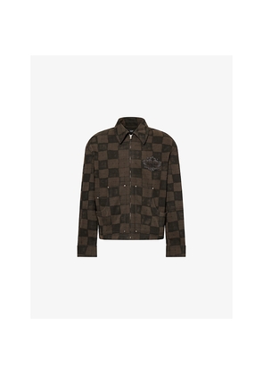 Mens Amiri Checkered Logo-Patch Cotton Work Jacket
