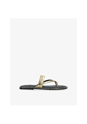 Womens Dries Van Noten Studded Split-Toe Leather Sandals