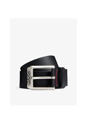 Mens Hugo Branded-Buckle Leather Belt