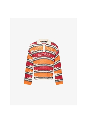 Mens Daily Paper Kente Striped Knitted Polo Top