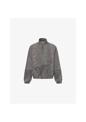 Mens Daily Paper Snake-Print Oversized Cotton-Blend Track Jacket