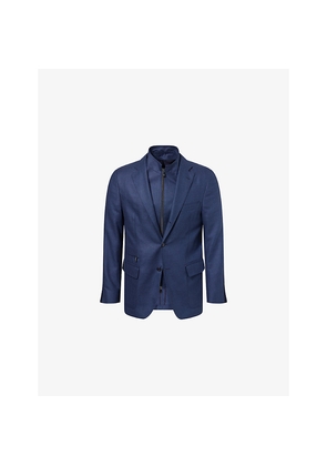 Mens Corneliani Elbow-Patch Notch-Lapel Silk-And-Wool Jacket