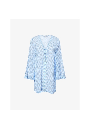 Womens Heidi Klein Tino Geometric-Print Cotton and Silk Kaftan