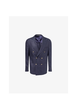 Mens Corneliani Double-Breasted Peak-Lapel Linen Jacket