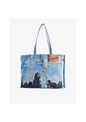 Womens Acne Studios Trompe-L'Œil Denim Print Tote Bag
