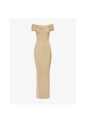 Womens Stella Mccartney Halterneck Ribbed Lurex Maxi Dress