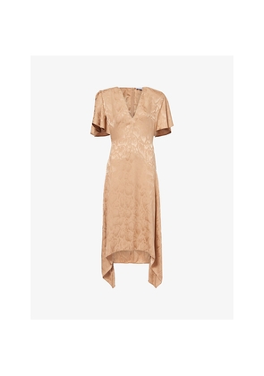 Womens Stella Mccartney Leopard-Pattern V-Neck Silk-Blend Midi Dress