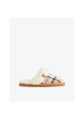 Womens Barbour Claudia Fabric and Faux-Fur Slippers