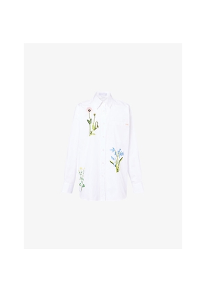 Womens Stella Mccartney Floral-Embroidered Relaxed-Fit Cotton Shirt