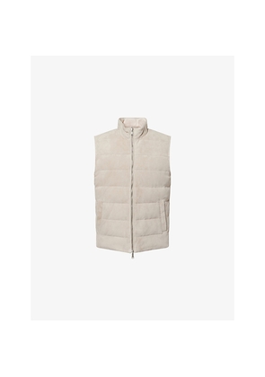 Mens Eleventy Reversible High-Neck Suede Gilet