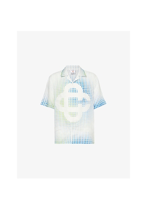 Mens Casablanca Dots Cuban-Collar Linen Shirt