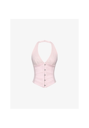 Womens House of CB Lia Halterneck Woven Corset Top