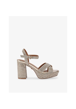 Womens KG Kurt Geiger Fleur Metallic-Woven Platform Sandals