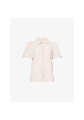 Womens Me And Em Puff-Sleeve Cheesecloth Cotton Blouse