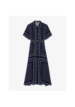 Womens Maje Bandana-Print Short-Sleeved Woven Maxi Dress