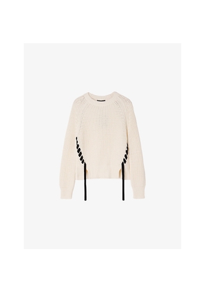 Womens Whistles Lace-Up Ribbed Knitted Jumper