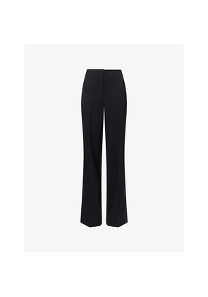 Womens Mugler High-Rise Straight-Leg Wool Trousers