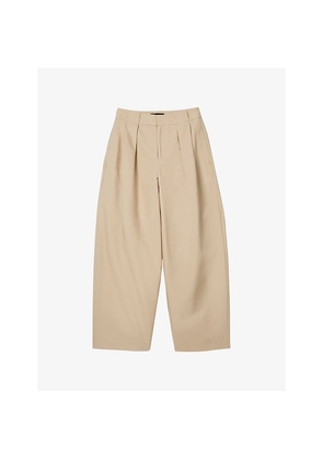 Womens Whistles Pleated Barrel-Leg Cotton Trousers