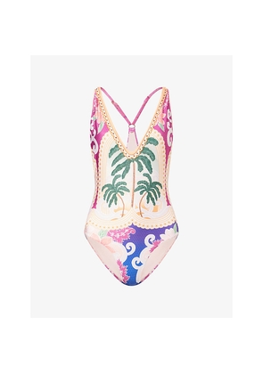 Womens Agua Bendita Aloe V-Neck Swimsuit