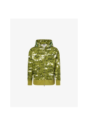 Mens A Bathing Ape Pixel-Camo Shark-Appliqué Cotton Hoody