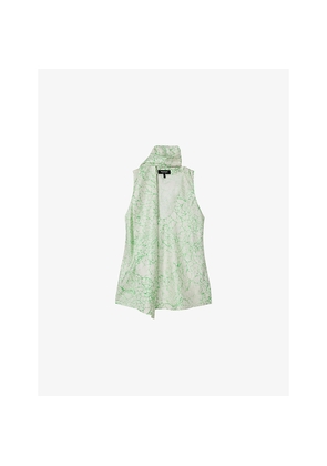 Womens Whistles Abstract-Print Scarf Silk Top