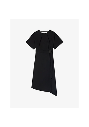 Womens Whistles Asymmetric Buckle-Embellished Woven Midi Dress
