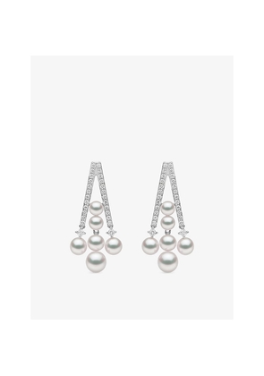 Yoko London Sleek 18ct White-Gold, Akoya Pearl and 0.315ct Diamond Earrings